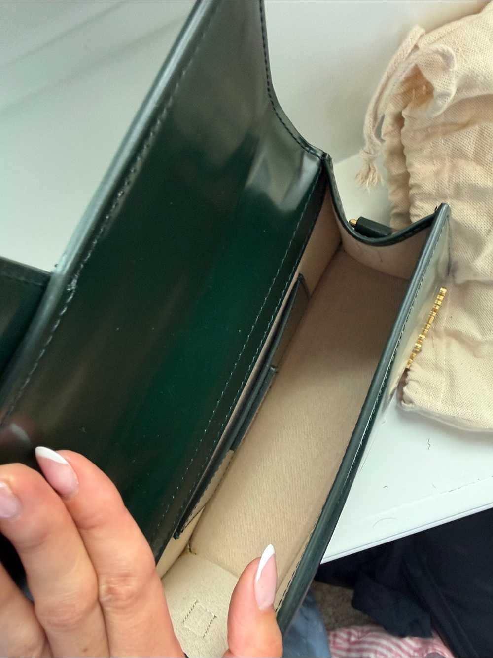 Jacquemus Forest Green Patent Leather Le Grand Bambino Handbag - Picture 6 of 7